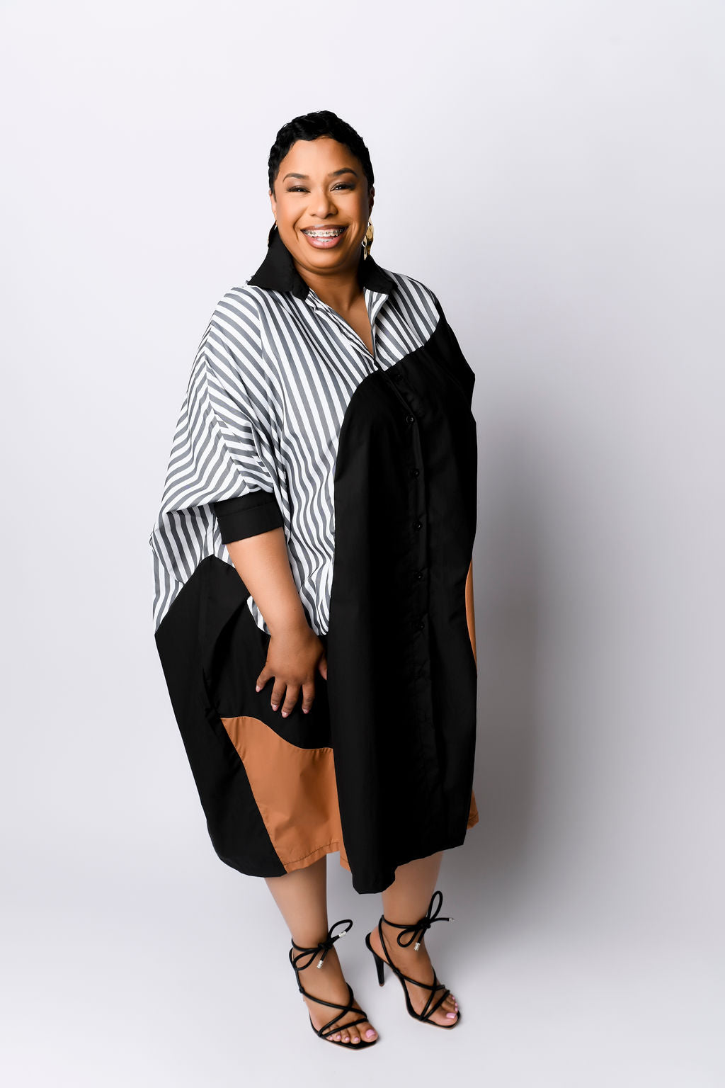 Zebra Print "Infinity" Button Front Shirt Dress