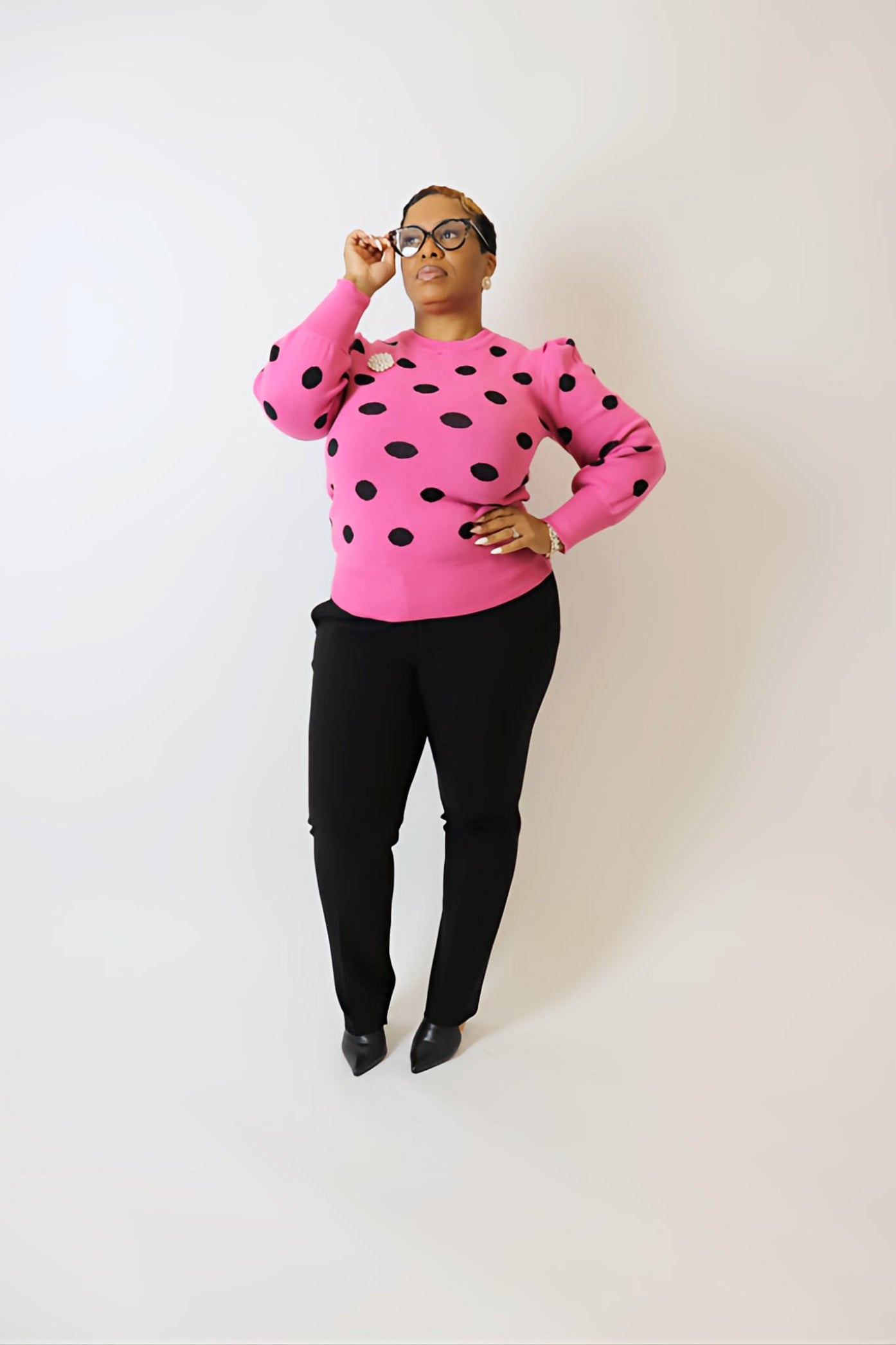 Pink Polka Dot "Teacher" Sweater