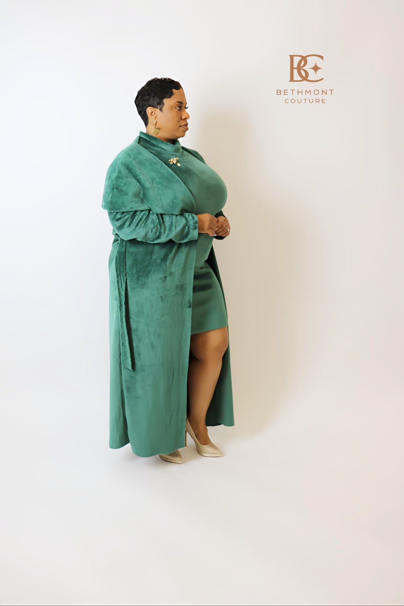 Green "Elizabeth" 2-piece dress and cardigan set