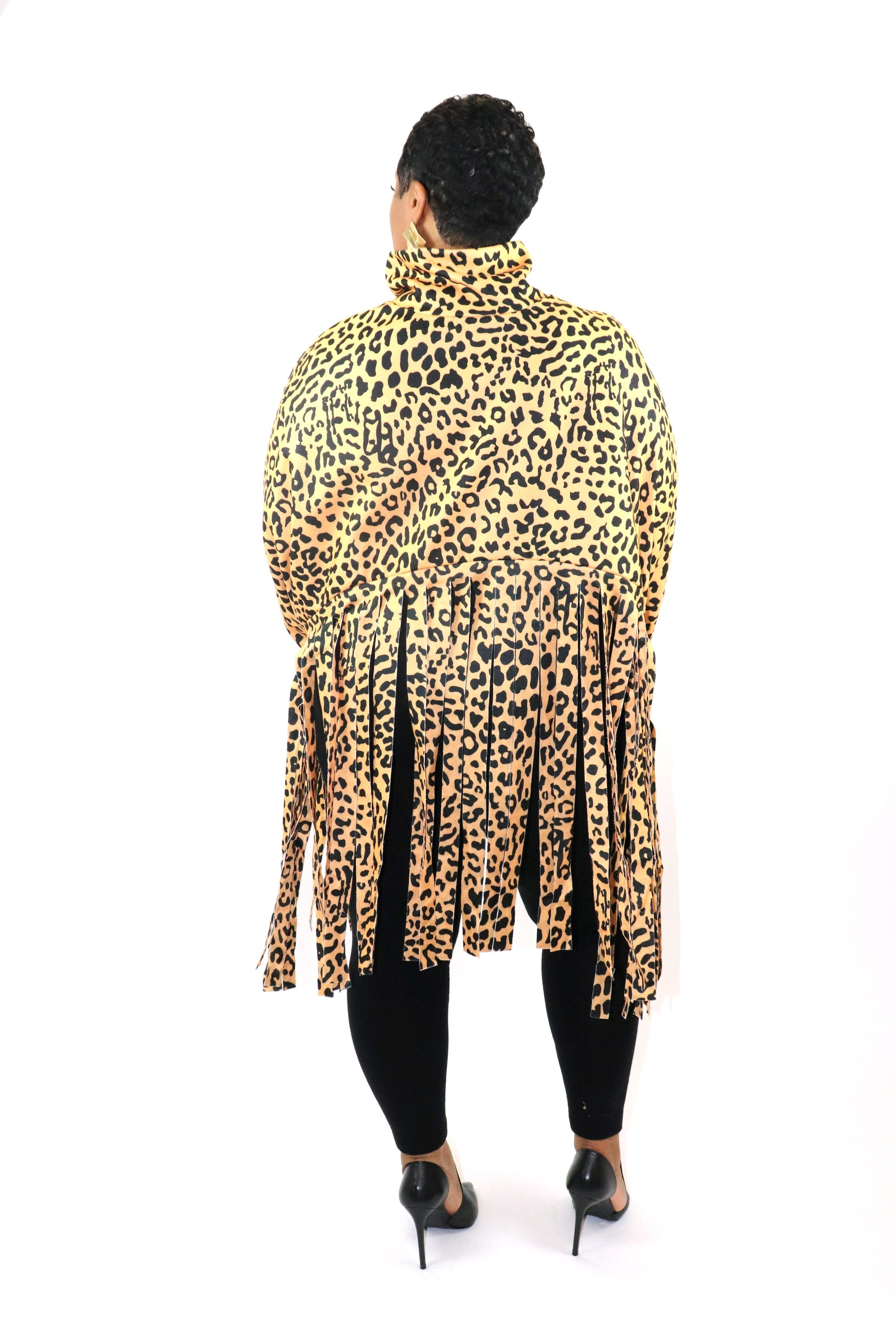 Cheetah "Night in Paris" Woolen Turtleneck Top/Cape